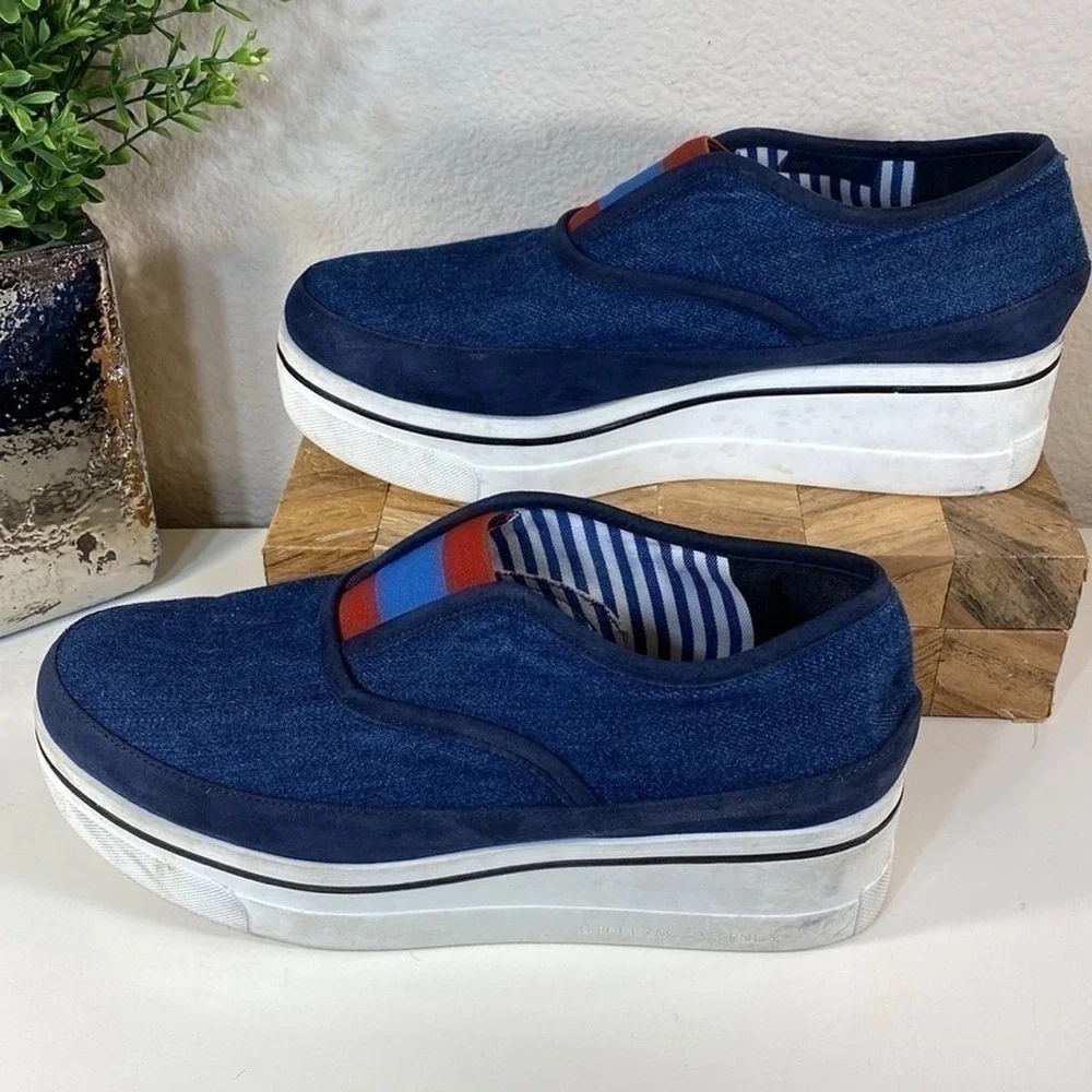 Clearance! Stella McCartney Platform Slip On Sneakers Canvas Suede 41 EU/11 US‎